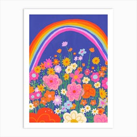 Bright Floral Rainbow Art Print