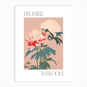 Peonies In Bloom Flowers Bold Illustration 2 Art Print