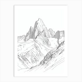 Mount Whitney Usa Line Drawing 8 Art Print