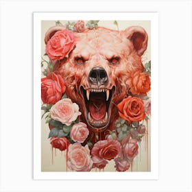 Bear With Roses 6 Art Print
