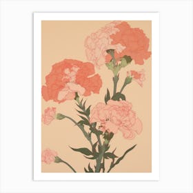 Carnations Flower Big Bold Illustration 3 Art Print