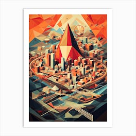 Bangkok, Thailand, Geometric Illustration 3 Art Print