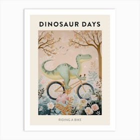 Riding A Bike Dinosaur Poster Art Print