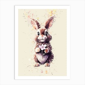 Bunny With Flowers Art Print