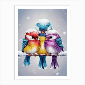 Birds In The Snow Art Print