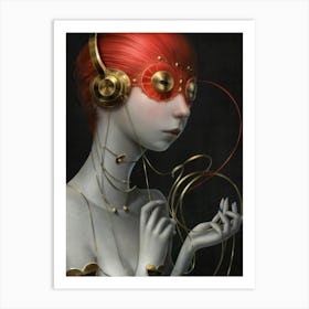 Girl With Headphones 39 Art Print