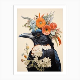 Bird With A Flower Crown Magpie 6 Art Print