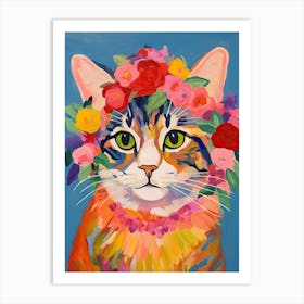 Cat With A Flower Crown Painting Matisse Style 4 Art Print