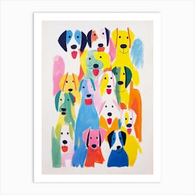 Family Dogs Watercolor Painting 1 Art Print