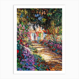 Claude Monet Fine Art Print of Garden Path at Giverny, 1902 - Belvedere Museum Vienna Austria in HD for Feature Wall Decor - Fully Restored High Definition Art Print