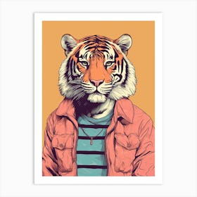 Tiger Illustrations Wearing A Shirt 1 Art Print