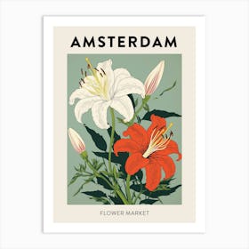 Amsterdam Netherlands Botanical Flower Market Poster Art Print