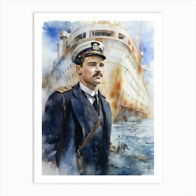 Titanic Sailor Watercolour Illustration 1 Art Print