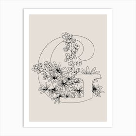 G FLORAL INITIAL Art Print