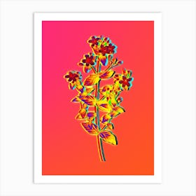 Neon Stinking Tutsan Botanical in Hot Pink and Electric Blue n.0132 Art Print