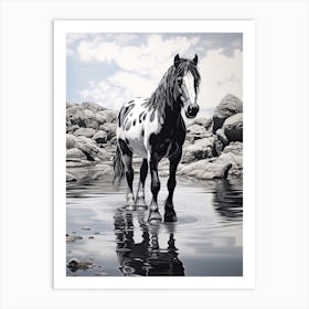 A Horse Oil Painting In Boulders Beach, South Africa, Portrait 3 Art Print