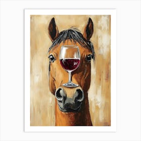 Whimsical Horse Balances Wine Art Print