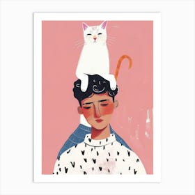 Cat On Man'S Head 1 Art Print