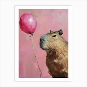 Cute Capybara 1 With Balloon Art Print