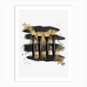 Brushes On A Black Background Art Print