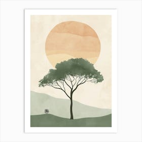 Acacia Tree Minimal Japandi Illustration 3 Art Print