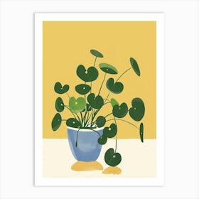 Pilea Plant Minimalist Illustration 7 Art Print