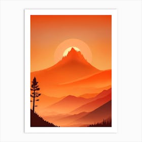 Misty Mountains Vertical Composition In Orange Tone 185 Art Print