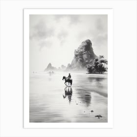 A Horse Oil Painting In Railay Beach, Thailand, Portrait 2 Art Print