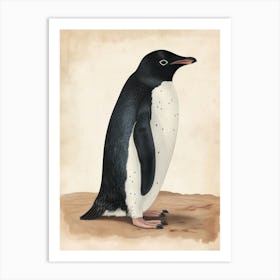 Adlie Penguin Saunders Island Vintage Botanical Painting 3 Art Print