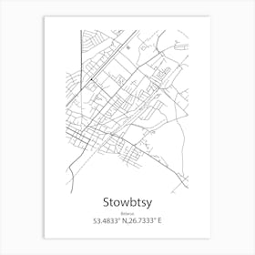 Stowbtsy,Belarus Minimalist Map Art Print