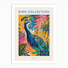 Colourful Tropical Peacock Painting 2 Poster Art Print
