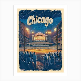 Aihrgdesign A Retro Travel Poster For Chicago Featuring The H 3f6da962 81eb 4ee1 8a70 3bda82c567ea 2 Art Print