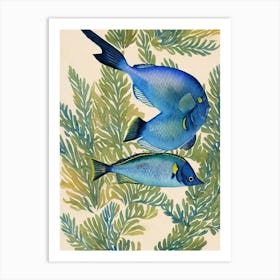 Blue Tang Vintage Graphic Watercolour Art Print