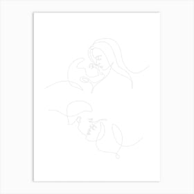 Him & Her, Wall Art, Fashion, Line Art, Outline, Line Drawing Wall Print Art Print