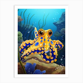 Blue Ringed Octopus Illustration 4 Art Print