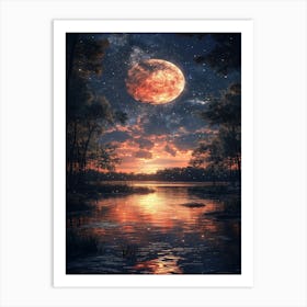 Moon Over The Water 6 Art Print