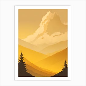 Misty Mountains Vertical Composition In Yellow Tone 10 Art Print