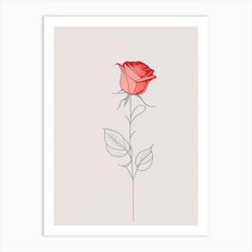 Rose Floral Minimal Line Drawing 3 Flower Art Print