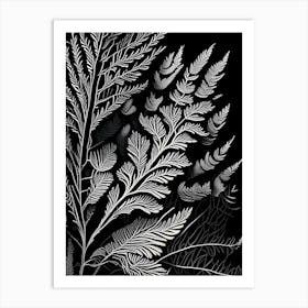 Pine Leaf Linocut Art Print