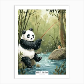Giant Panda Fishing In A Stream Poster 3 Art Print