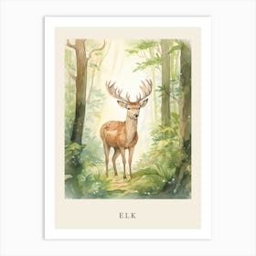 Beatrix Potter Inspired  Animal Watercolour Elk 2 Art Print