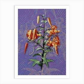 Vintage Tiger Lily Botanical Illustration on Veri Peri Art Print
