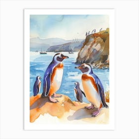 Humboldt Penguin Petermann Island Watercolour Painting 2 Art Print