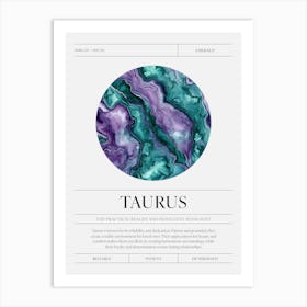 Taurus Zodiac Sign, Emerald Birthstone Crystal Gem Art Print