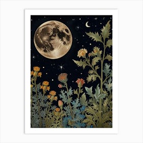 Moonlight In The Meadow Style William Morris 2 Art Print Art Print