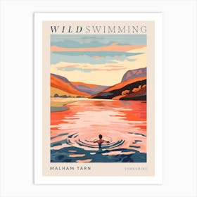 Wild Swimming At Malham Tarn Yorkshire 1 Poster Art Print