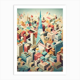 Tokyo, Japan, Geometric Illustration 4 Art Print