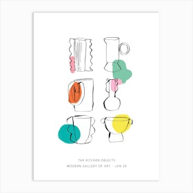 Kitchen Objects White Colours Art Print