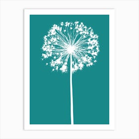 Teal white allium Art Print