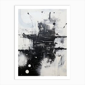 Cosmic Symphony Abstract Black And White 7 Art Print